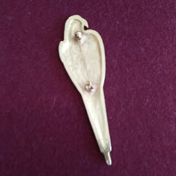 4 for $50 Parrot Brooch Gold Colored with Green and Blue Inlay Stones - Picture 3 of 3